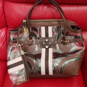 Juicy Couture Clear Leather Trim Beach Bag & Pouch